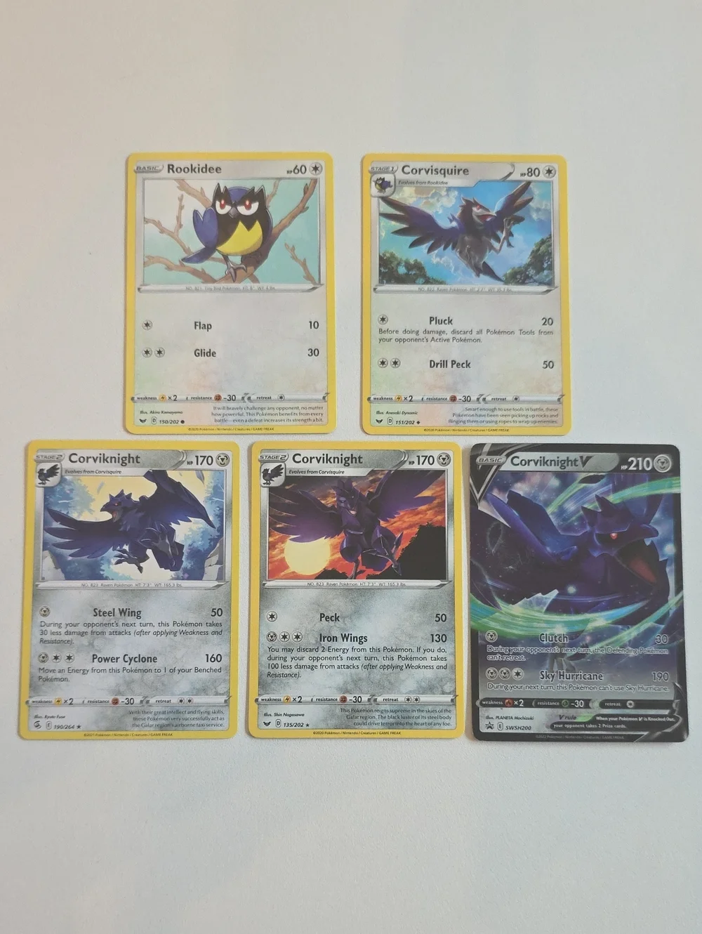 Pokemon Rookidee, Corvisquire, Corviknight Trading Cards